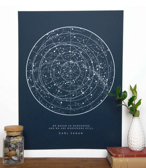 Carl Sagan Star Chart Print - 11 x 14