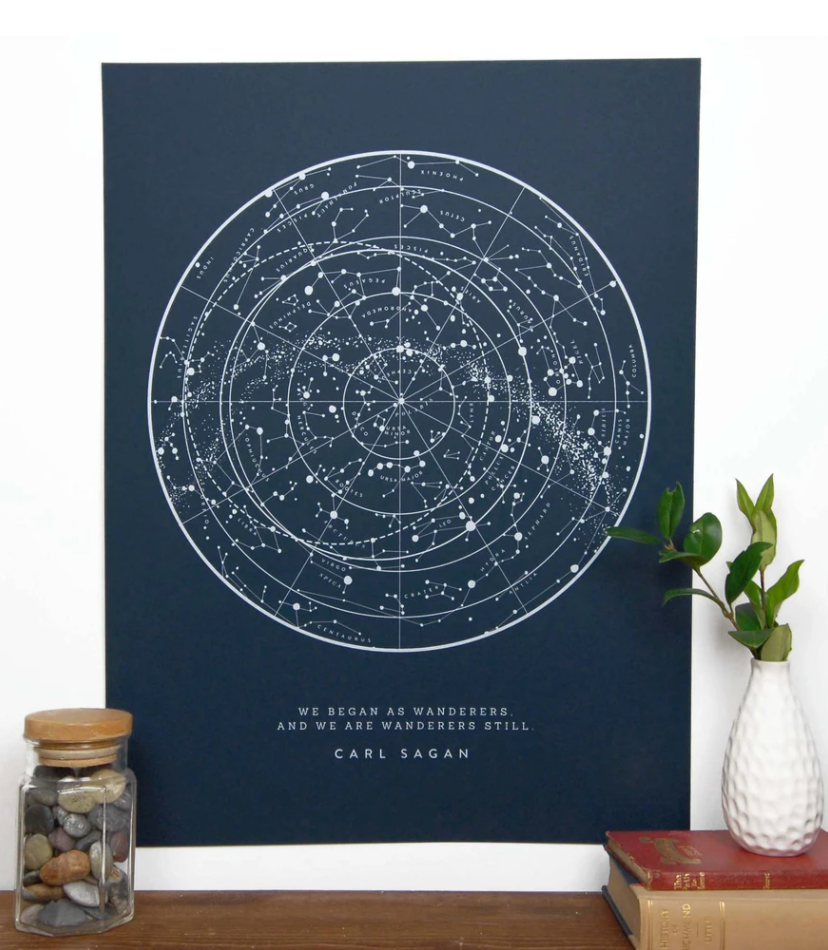 Carl Sagan Star Chart Print - 11 x 14